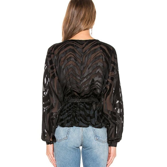 2 FOR $30! NWT L’ACADEMIE The Diane Black Tiger Print Blouse - Picture 4 of 6